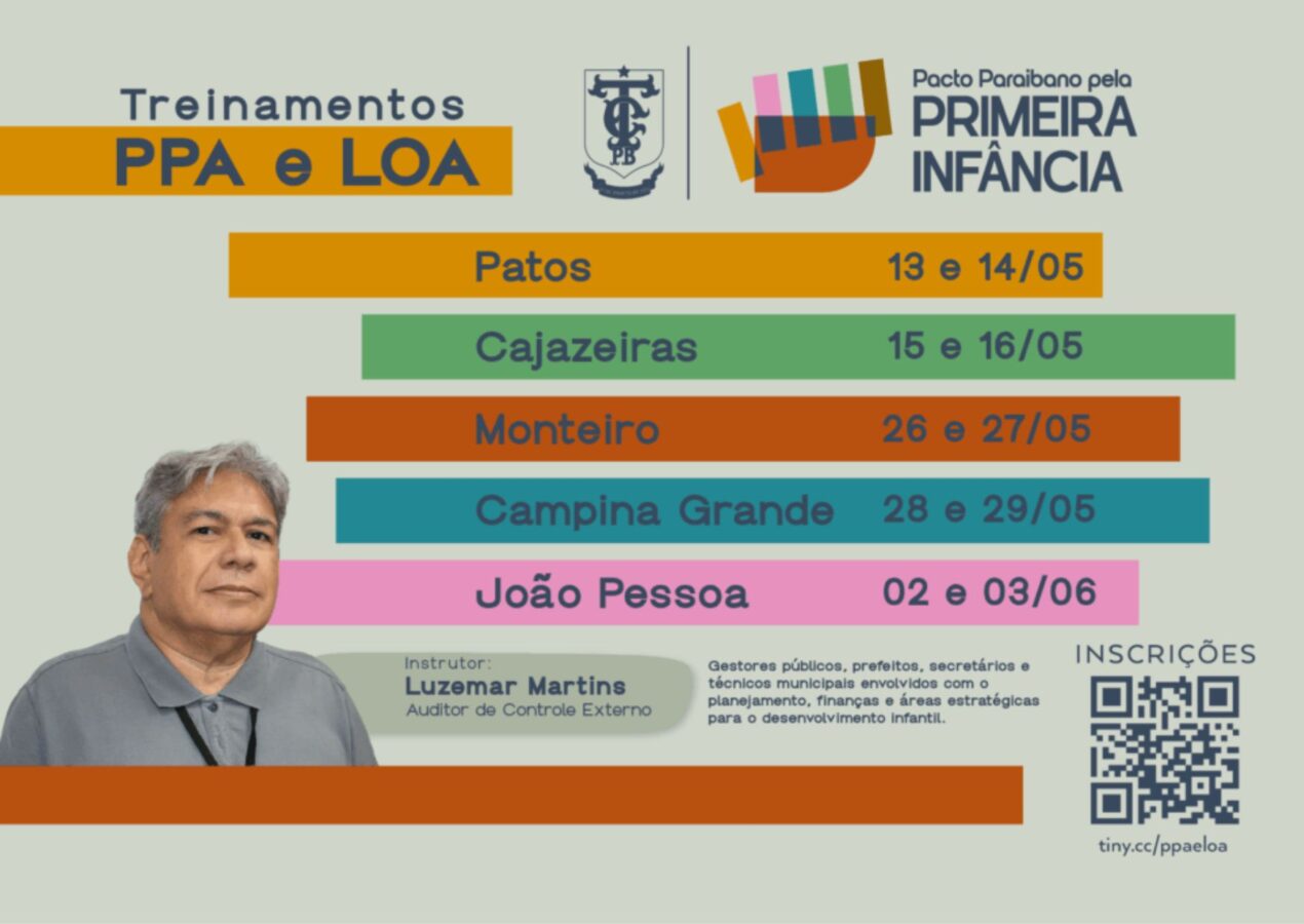 Abertas inscrições para treinamentos sobre PPA e LOA com foco na Primeira Infância realizados pelo TCE-PB