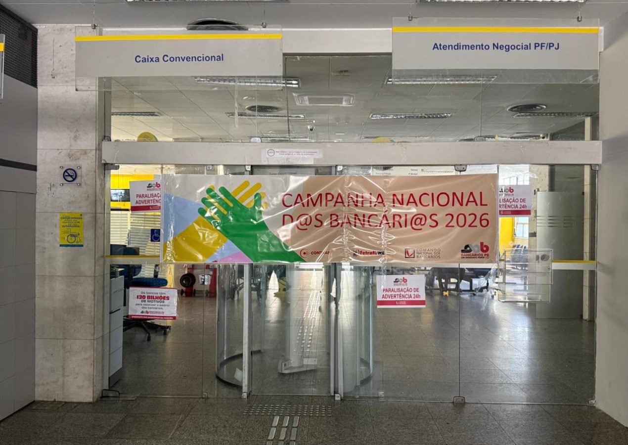Bancários da Paraíba fazem paralisação de 24h nesta quinta (20) em todo o estado